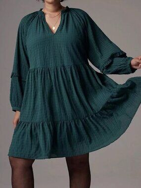 Anthropologie x Mare Mare Long Sleeve Tiered V-Neck Dress Size Medium